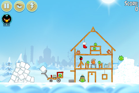 Gameplay screenshots of the Angry birds: On Finn ice for iPad, iPhone or iPod.